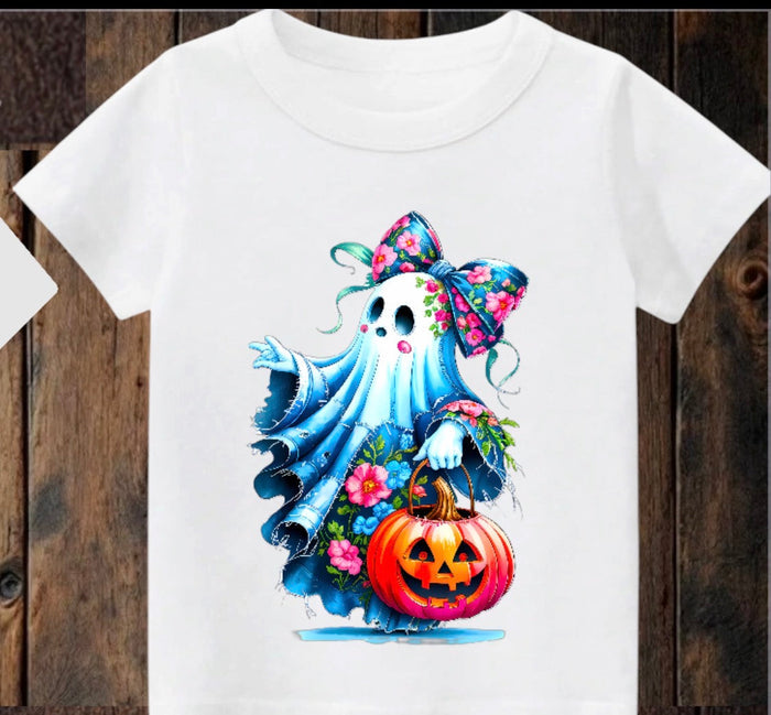 Tiny terror Tee- floral 🌸 girlie ghost 👻 patchwork #4 Claxton Creations GB