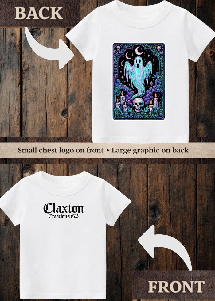 Tiny terror Tee- ghost 👻#2 oil-spill tarot card Claxton Creations GB