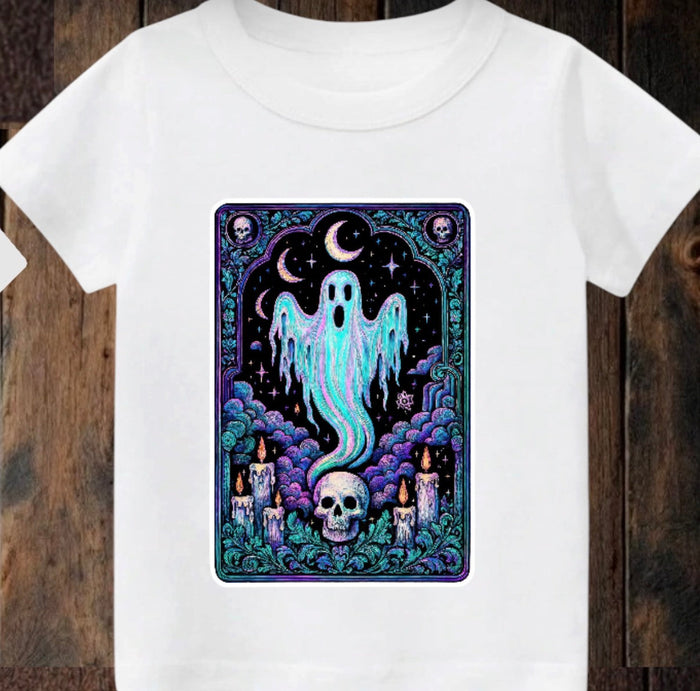 Tiny terror Tee- ghost 👻#2 oil-spill tarot card Claxton Creations GB