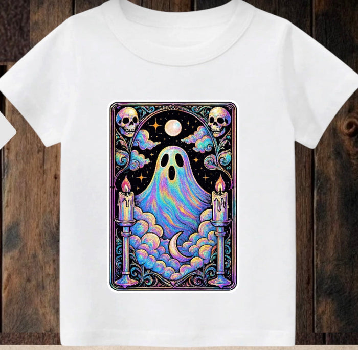 Tiny terror Tee- ghost 👻 oil-spill tarot card Claxton Creations GB