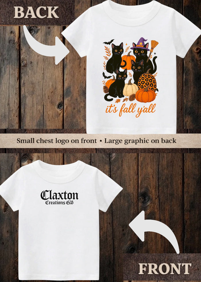 Tiny terror Tee- its fall y’all 🍁 spooky cats 🐱 Claxton Creations GB