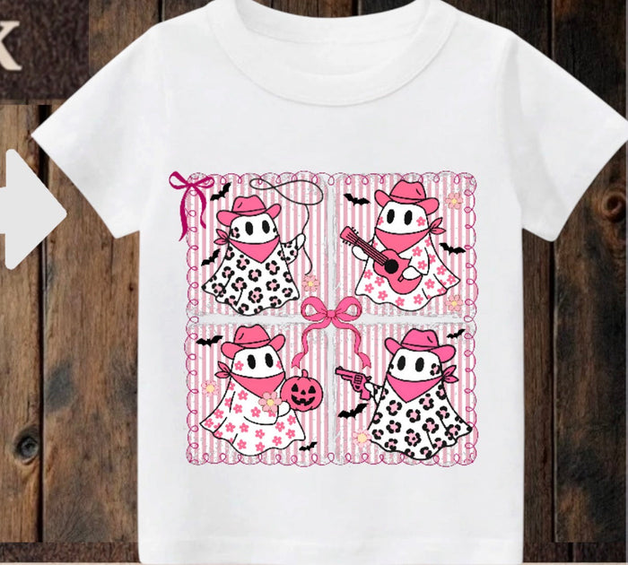 Tiny terror Tee- pink 🌸 cow ghouls 👻 Claxton Creations GB