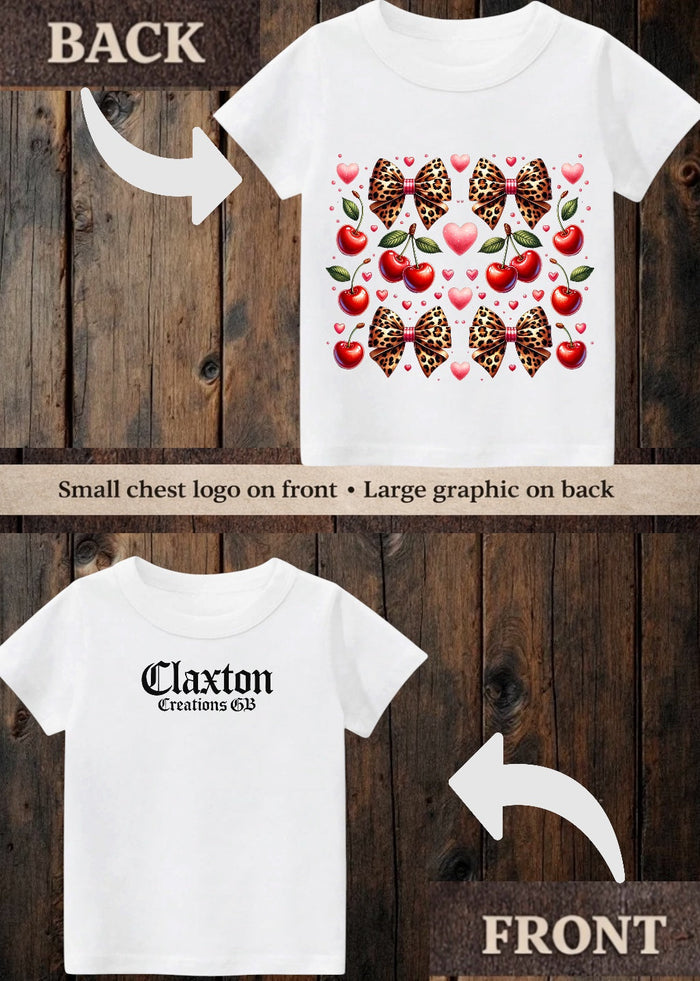 Tiny terror Tee- pretty 🎀 bows & cherries 🍒 Claxton Creations GB
