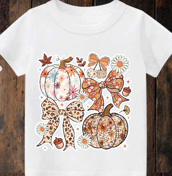 Tiny terror Tee- pretty girl 🎀 pumpkins 🎃 Claxton Creations GB