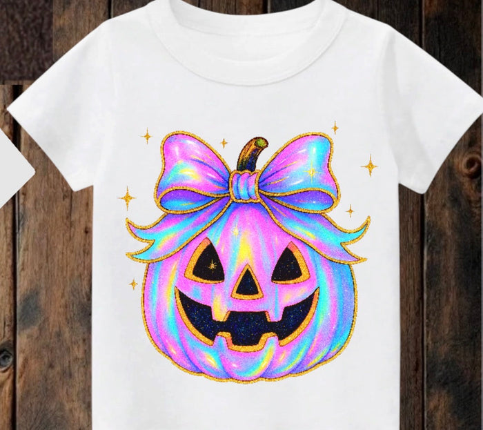 Tiny terror Tee- Pretty 🎀 pumpkin 🎃 oil-spill Claxton Creations GB
