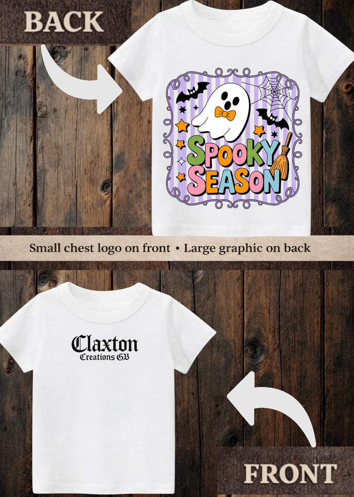 Tiny terror Tee- purple 🎀 striped 👻 spooky postcard #2 Claxton Creations GB