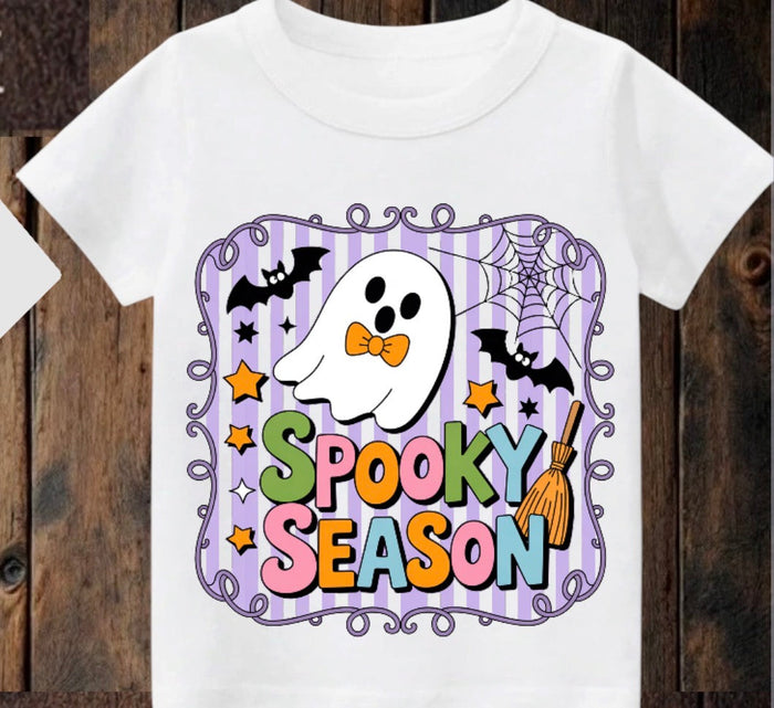 Tiny terror Tee- purple 🎀 striped 👻 spooky postcard #2 Claxton Creations GB