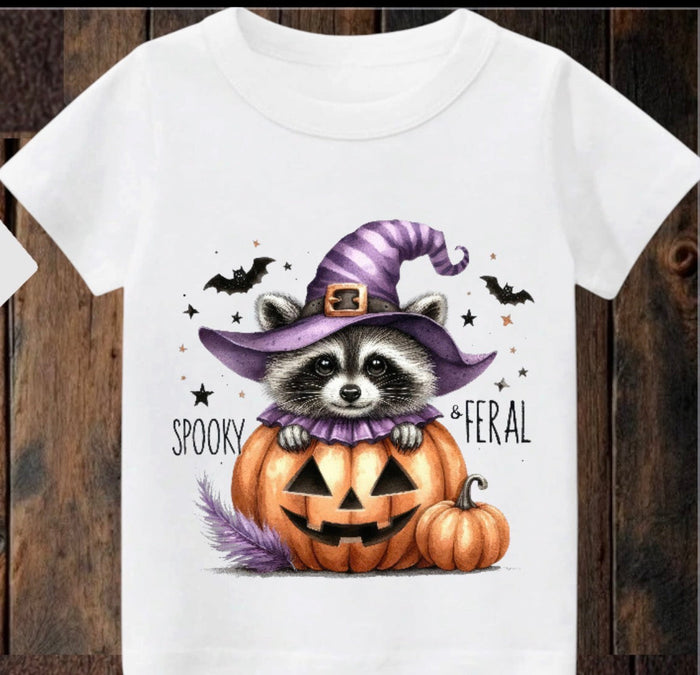 Tiny terror Tee- spooky & Feral 🎃 raccoon Claxton Creations GB