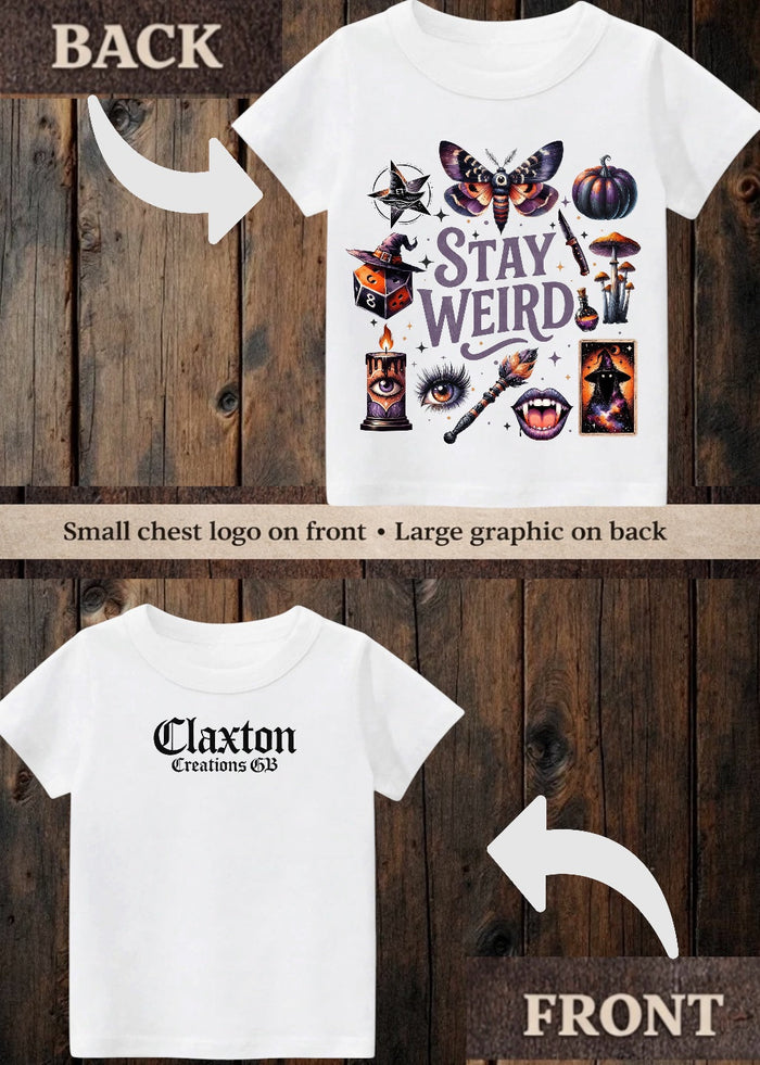 Tiny terror Tee- stay weird ✨ whimsical Halloween 🎃 Claxton Creations GB