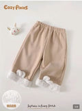 Toddler Warm Fleece Pants – Soft Winter Baby Trousers with Plush Hem – Beige