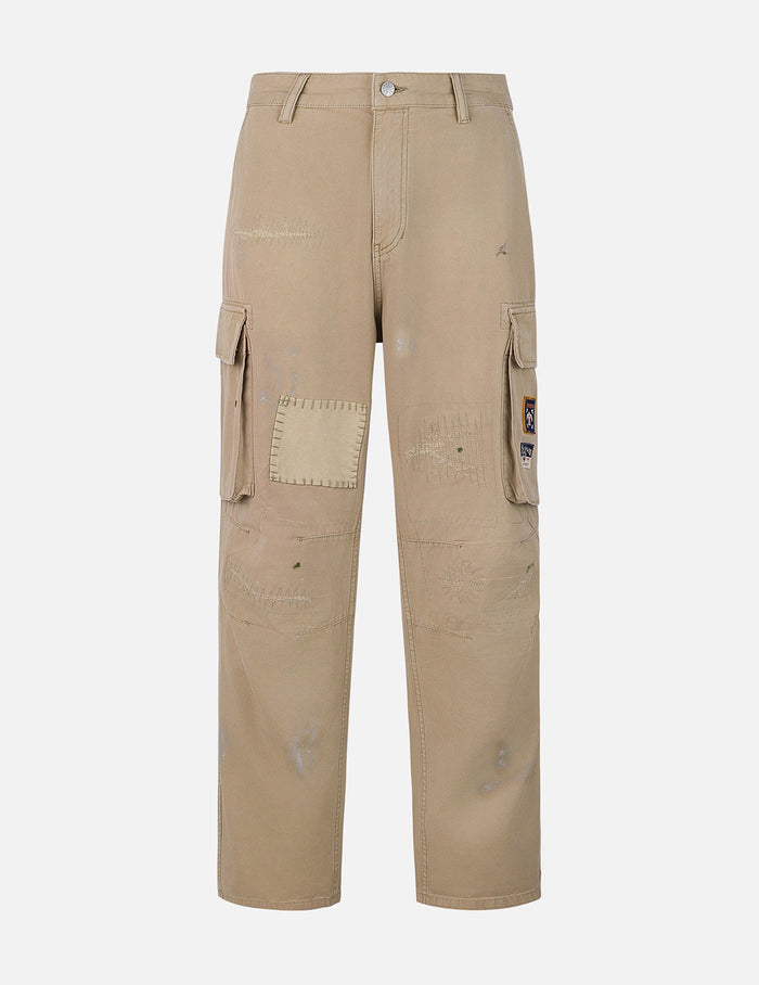 Totem Seagull Embroidery Straight Fit Cargo Pants