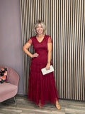 Tropical Maxi Tulle Dress (Burgundy)