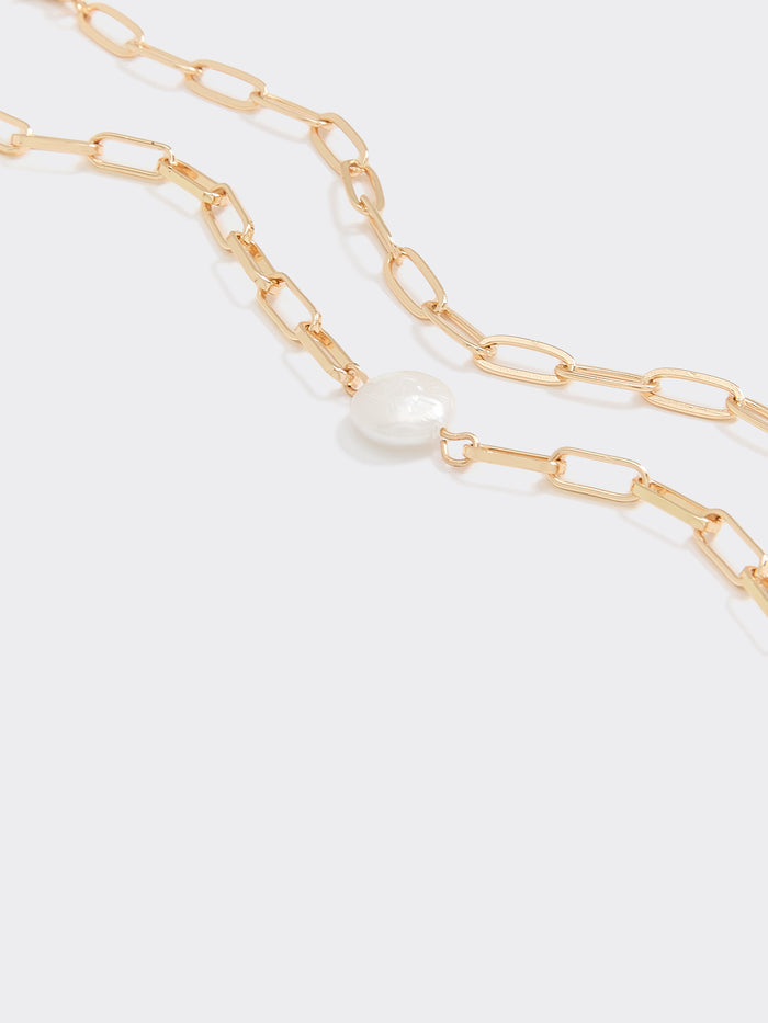 Two-Chain Bracelet with Freshwater Pearls