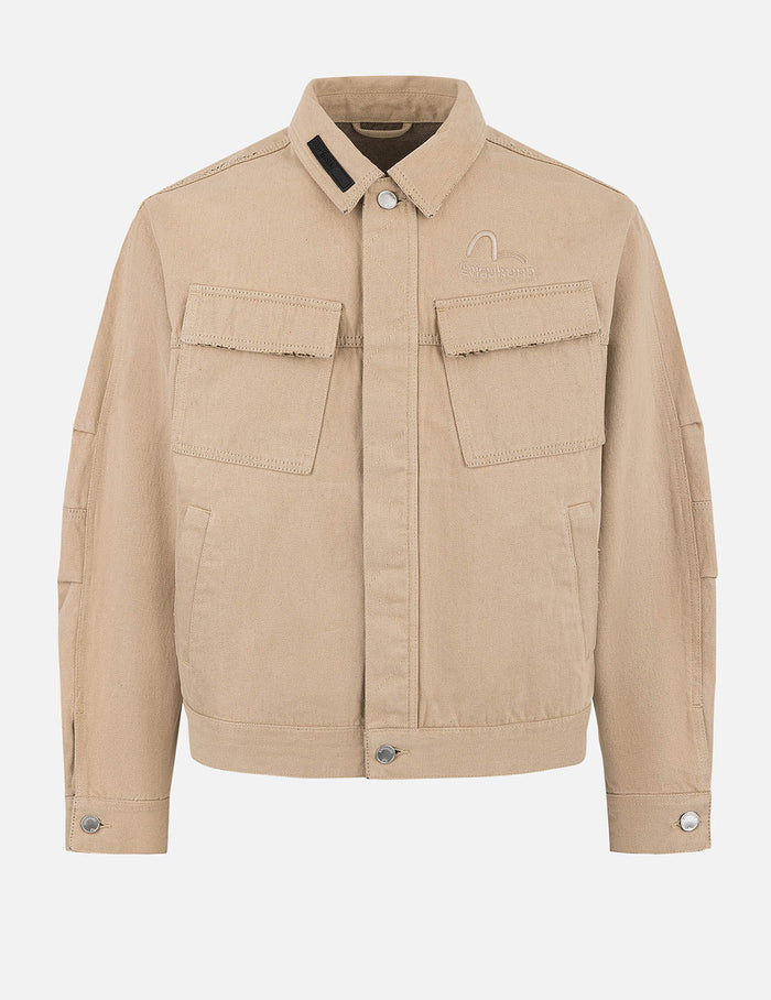 Two Tone Distressed Relax Fit Trucker Jacket