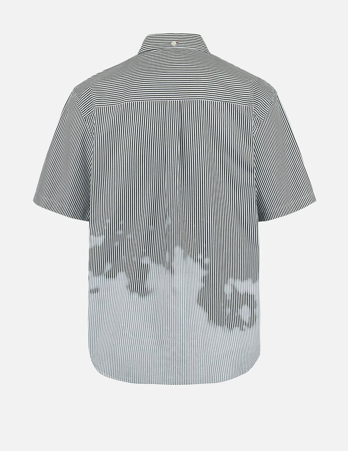 Two-tone Striped Oversized  Short-sleeve Shirt