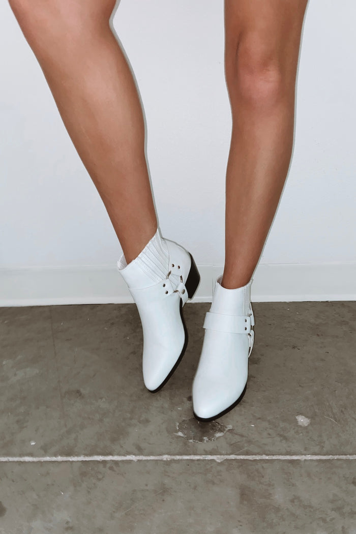 Simple white booties.