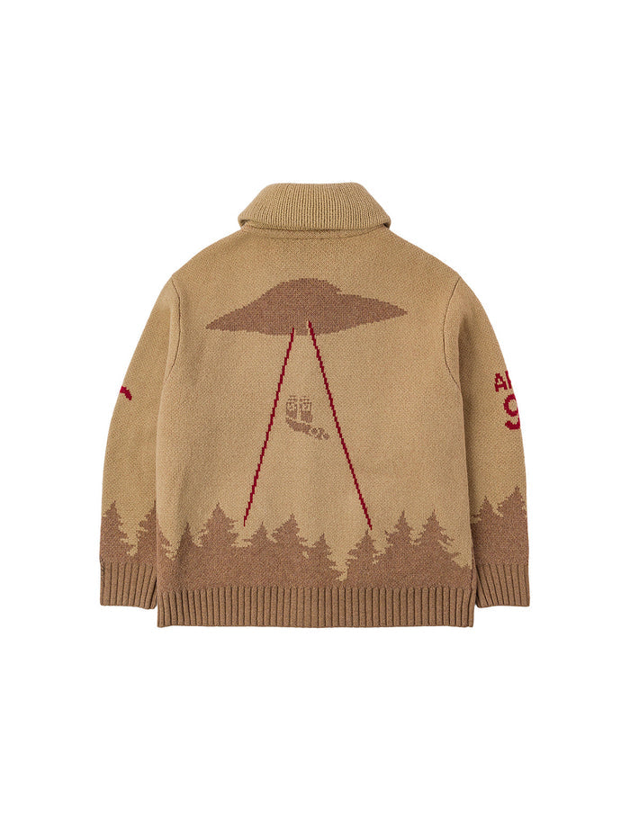 UFO and Cowichan Intarsia Patterns Relax Fit Knitted Sweatshirt