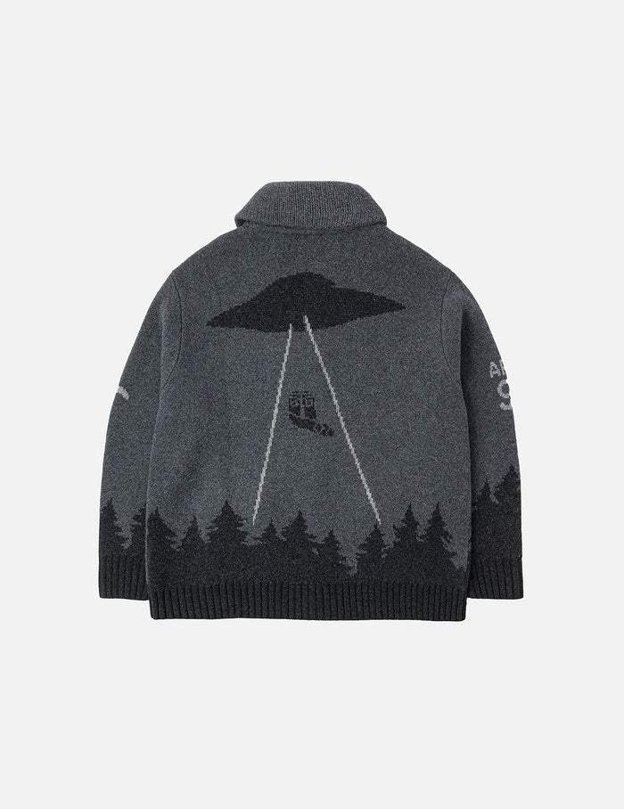 UFO and Cowichan Intarsia Patterns Relax Fit Knitted Sweatshirt