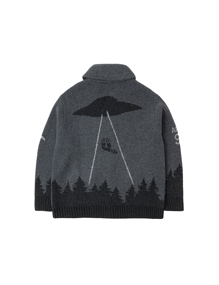 UFO and Cowichan Intarsia Patterns Relax Fit Knitted Sweatshirt