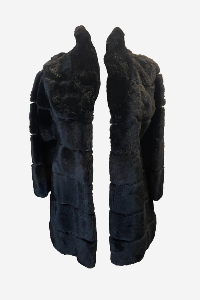 Unbranded Black Longline Fur Jacket image 0
