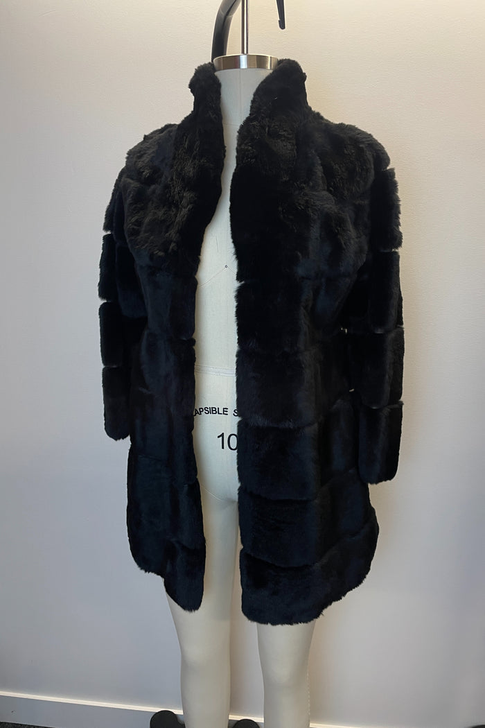 Unbranded Black Longline Fur Jacket image 1