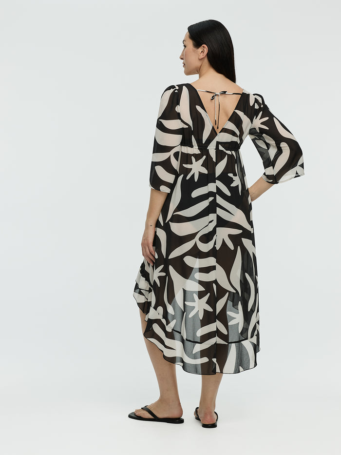 V-Neck Cover Up with High-Low Hem