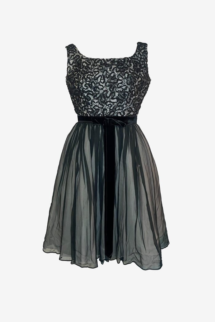 Vintage Black A Line Tulle Mini Dress image 0