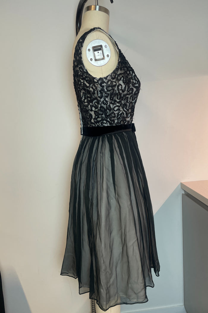 Vintage Black A Line Tulle Mini Dress image 1