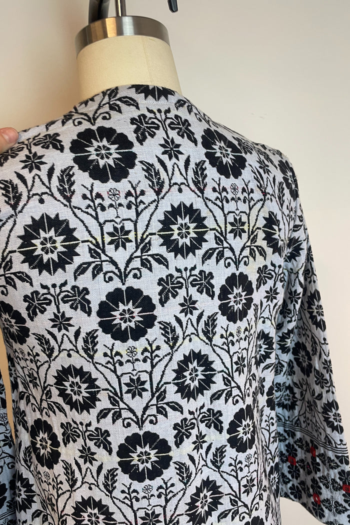 Vintage Floral Zip-Front Heavy Cotton Kaftan Maxi Dress image 5