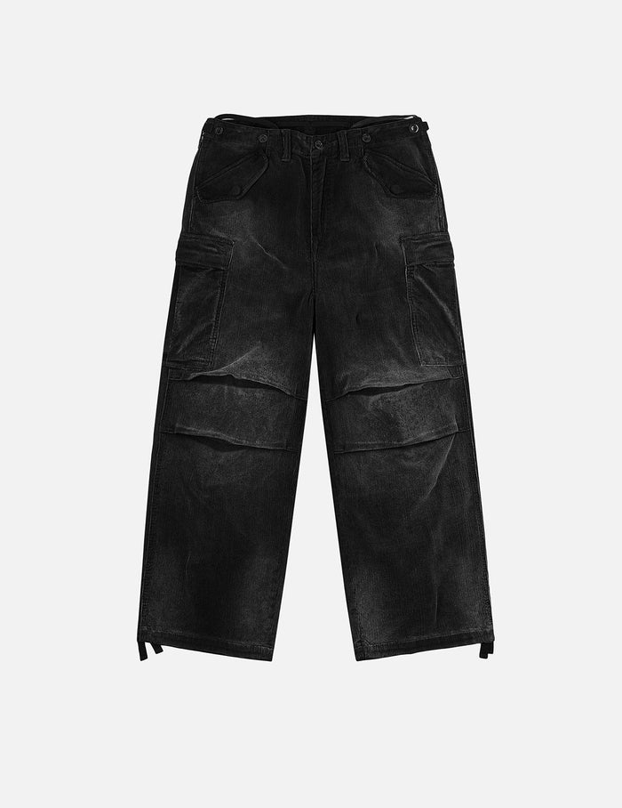 Washed Daicock Embroidery Wide-leg Corduroy Cargo Pants