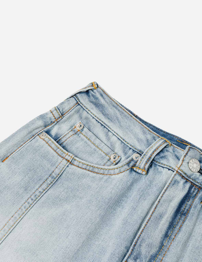 Washed Deconstructed Seagull Fashion Fit Demin Midi Skirt