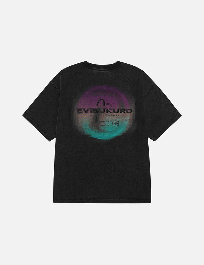 Washed Distressed Pocket and Gradient Print Loose Fit T-shirt