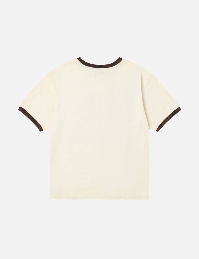 Washed Seagull and Logo Print Regular Fit Ringer T-shirt