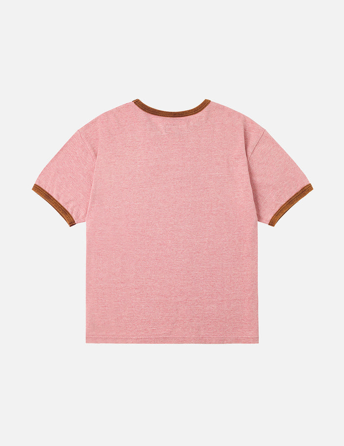 Washed Seagull and Logo Print Regular Fit Ringer T-shirt