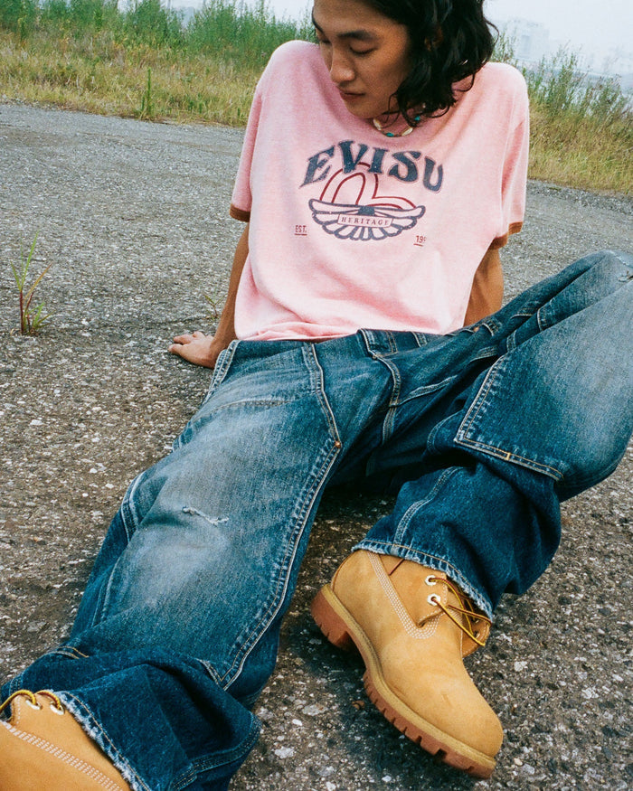 Washed Seagull and Logo Print Regular Fit Ringer T-shirt