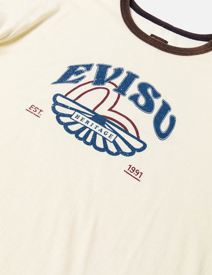 Washed Seagull and Logo Print Regular Fit Ringer T-shirt