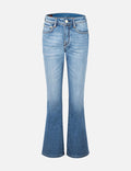 Washed Seagull and Totem Embroidery Bootcut Jeans