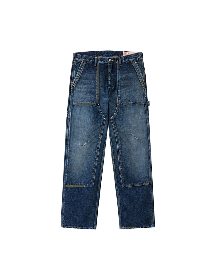 Washed Seagull Print Regular Fit Painter Jeans
