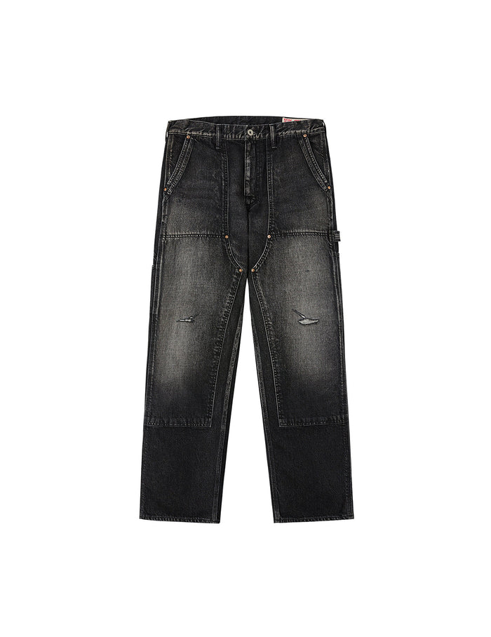 Washed Seagull Print Regular Fit Painter Jeans