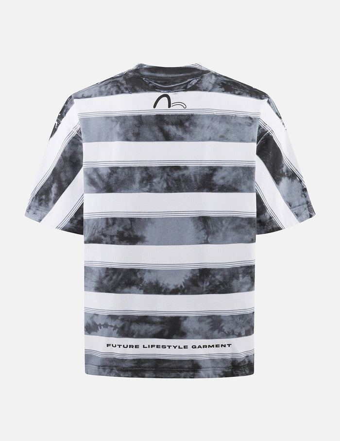 Washed Tie-Dye Stripe Loose Fit T-shirt