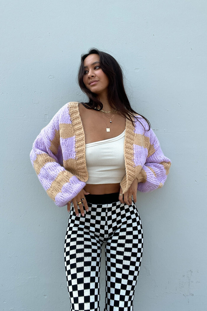 Purple knit cardigan