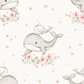 Whale and Baby Offwhite - Family Fabrics B.V.