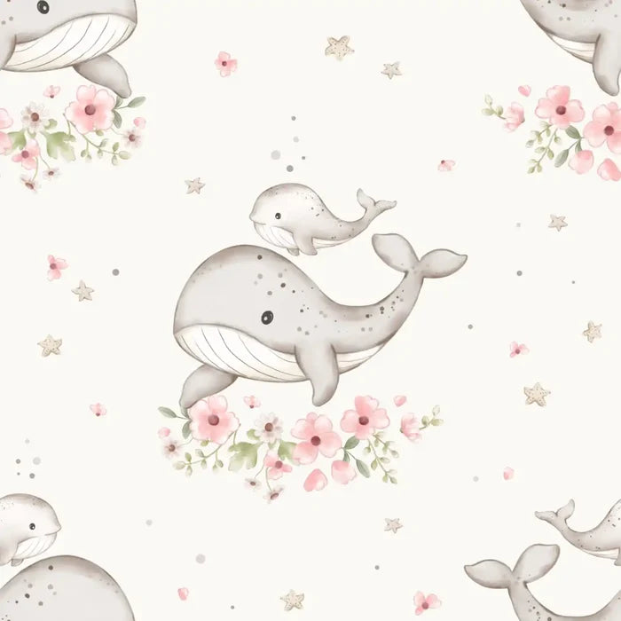Whale and Baby Offwhite - Family Fabrics B.V.