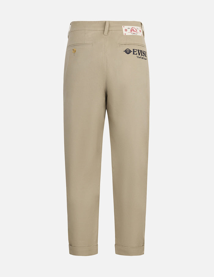 Wheel of Wisdom and Logo Embroidery Taper Chino