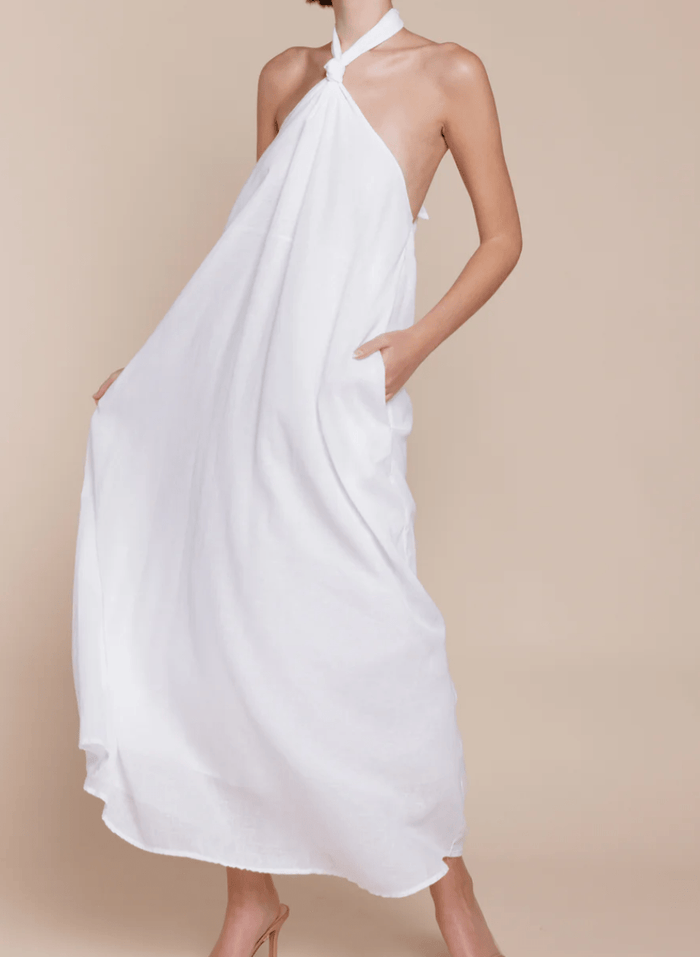White Brigitte Halter Dress - Amor Lafayette