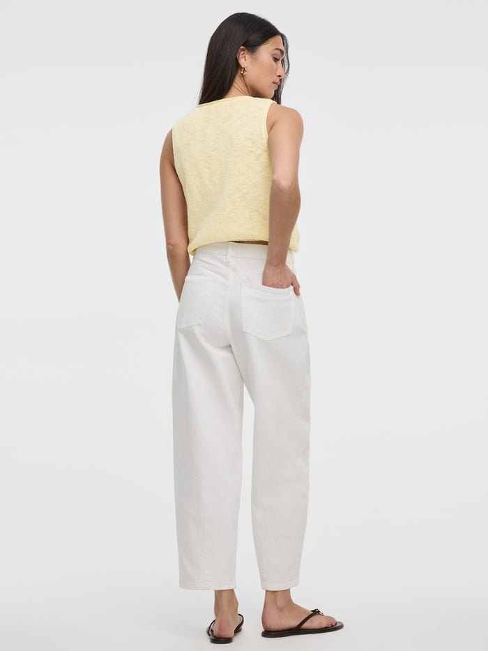 White High-Rise Barrel Jeans