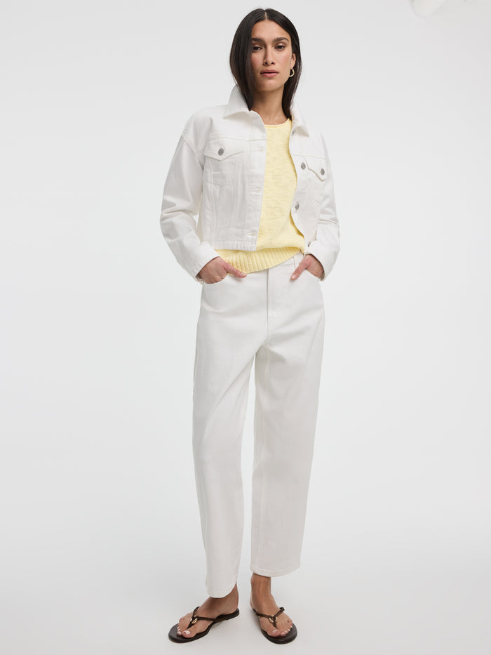 White High-Rise Barrel Jeans
