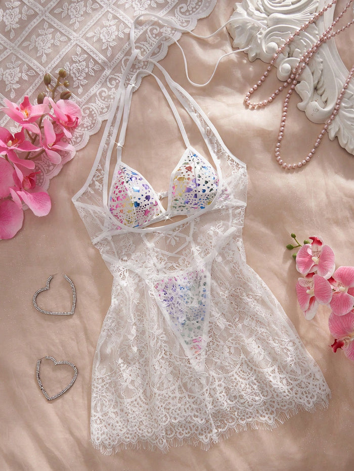 White Lace Babydoll Lingerie – Women Romantic Nightdress