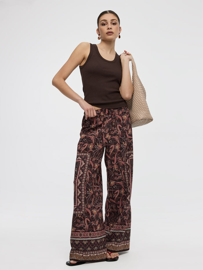 Wide-Leg High-Rise Pull-On Pant