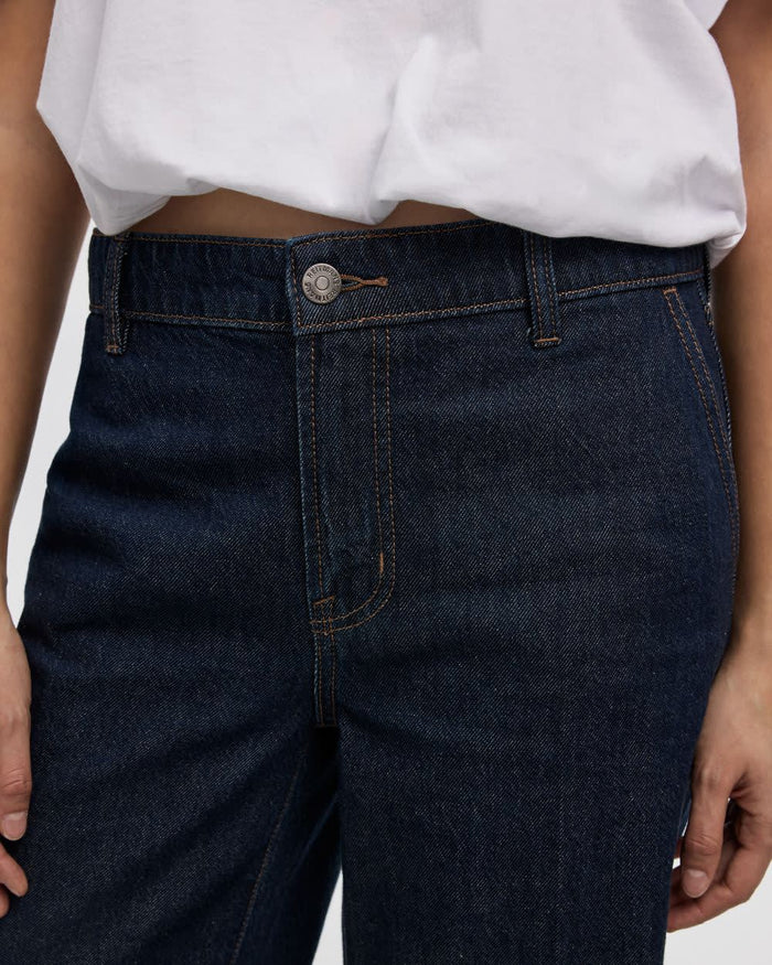 Wide-Leg Mid-Rise Denim Trousers